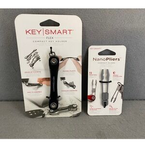 KeySmart Flex Compact Key Holder Black & NanoPliers Retractable Tool Bundle NEW